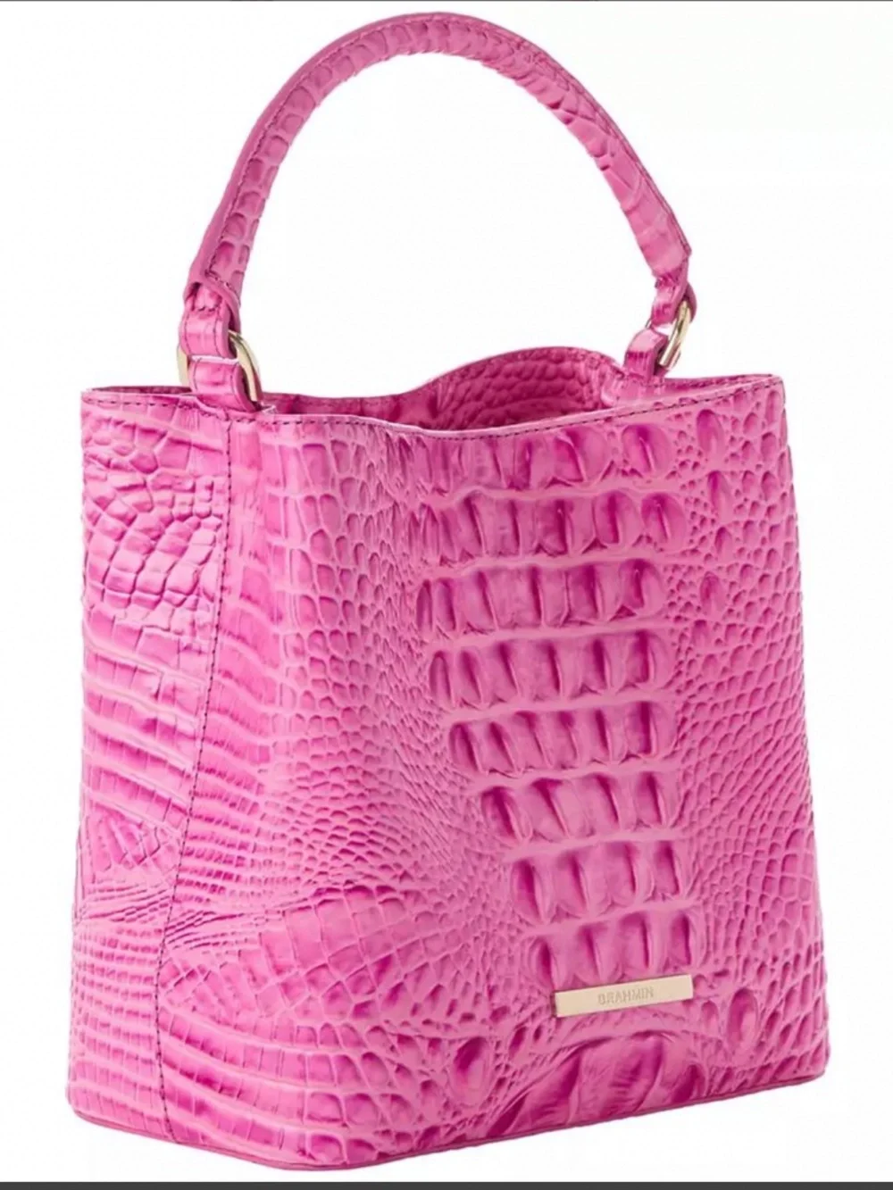 Brahmin Pink Melbourne Mini Amelia Bucket Crossbody